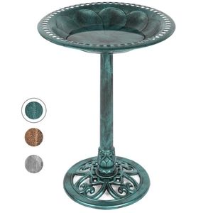 Vintage Outdoor Garden Bird Bath w/ Fleur-de-Lis A